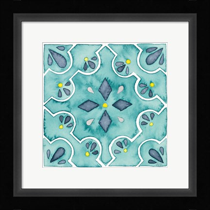 Framed Garden Getaway Tile II Teal Print