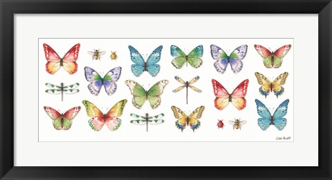 Framed Colorful Breeze Bright Butterflies and Bugs Print