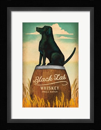 Framed Black Lab Whiskey Print