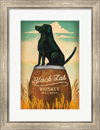 Framed Black Lab Whiskey Print