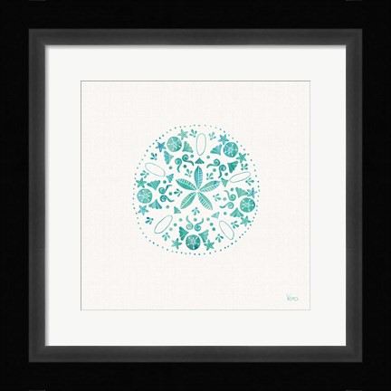 Framed Sea Charms II Teal no Words Print