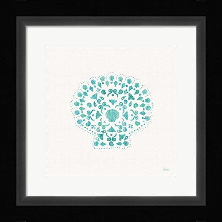 Framed Sea Charms III Teal no Words Print