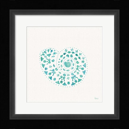 Framed Sea Charms IV Teal no Words Print