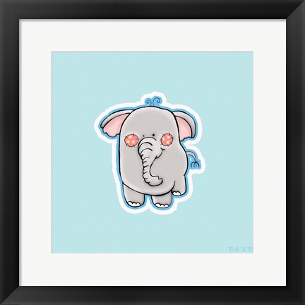 Framed Blue Background Elephant Print