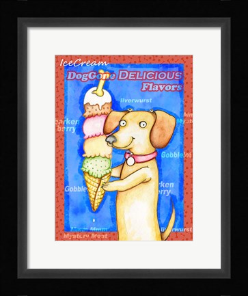Framed Long Dog Tall Ice Cream Print