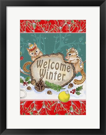 Framed Woodland Winter Welcome Print