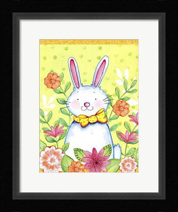 Framed Flowers And Bunny Print