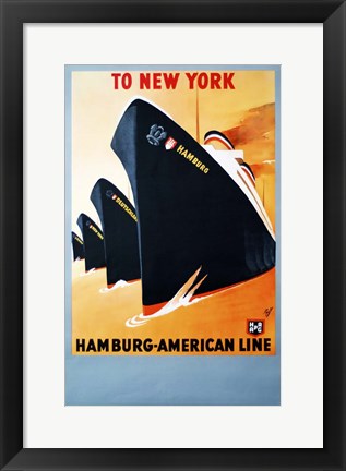 Framed Hamburg American Line Print