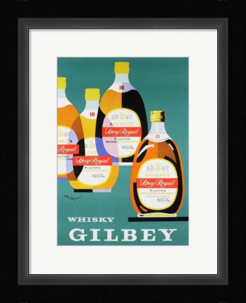 Framed Gilbey Whisky Print