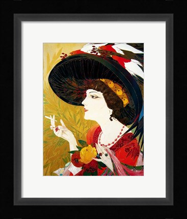 Framed De Feure Smoking Woman IV Print