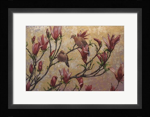 Framed Doves On Gold Print