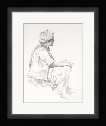 Framed Man Sitting Sketch Print