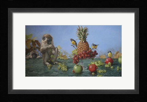 Framed Blue Monks Print