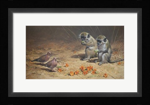 Framed Monks And Dove Print