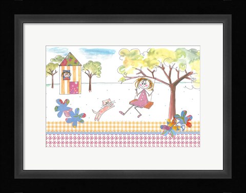 Framed Girl On Swing Print