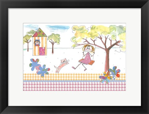 Framed Girl On Swing Print