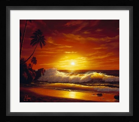 Framed Sunset Over the Waters Print