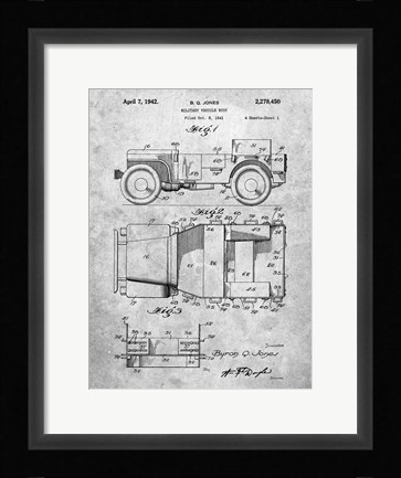 Framed Military Vehicle Body Patent Print