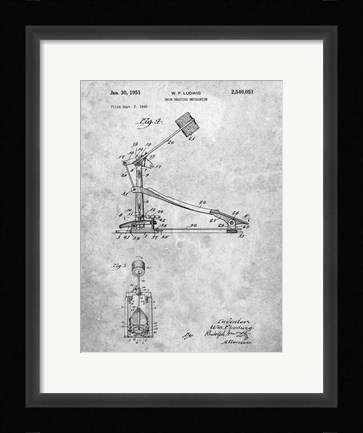 Framed Drum Beating Mechanism Patent Print