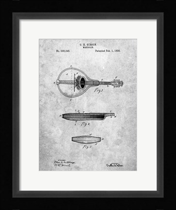Framed Mandolin Patent Print