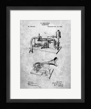 Framed Gramophone Patent Print