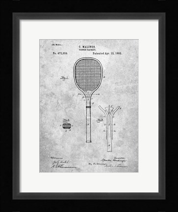 Framed Tennis Racket Patent Print