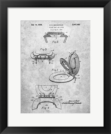 Framed Toilet Seat and Cover Patent Print