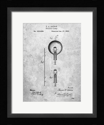 Framed Electric Lamp Patent Print