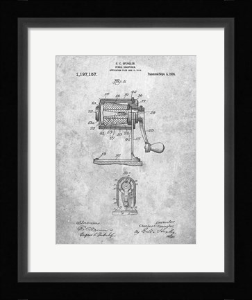 Framed Pencil Sharpener Patent Print