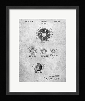 Framed Golf Ball Patent Print