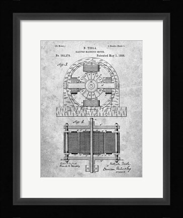 Framed Electro Magnetic Motor Patent Print