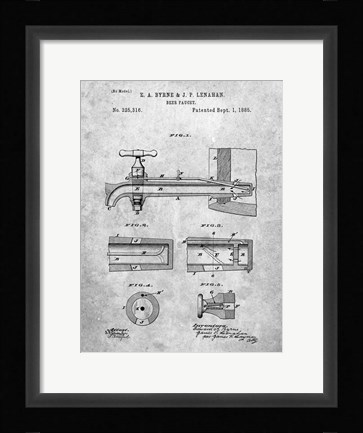Framed Beer Faucet Patent Print