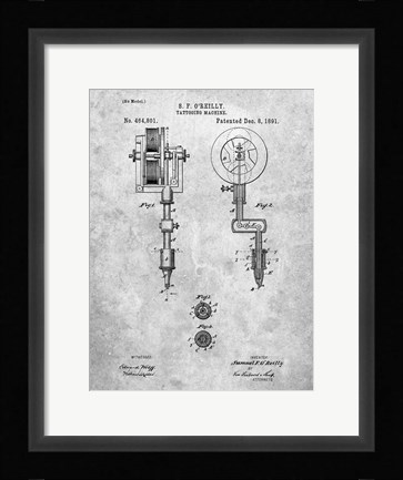 Framed Tattooing Machine Patent Print