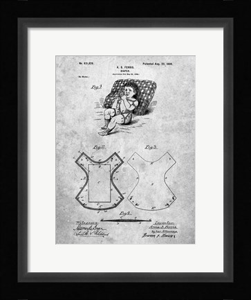 Framed Diaper Patent Print