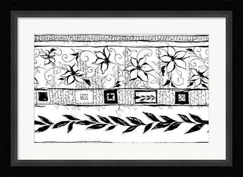 Framed Flowers and Leaves - BW Print