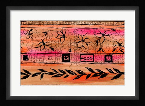 Framed Flowers and Leaves - Peach Print