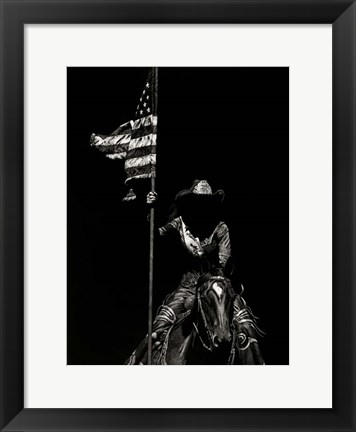 Framed Scratchboard Rodeo VI Print
