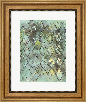 Framed Lattice in Green I Print