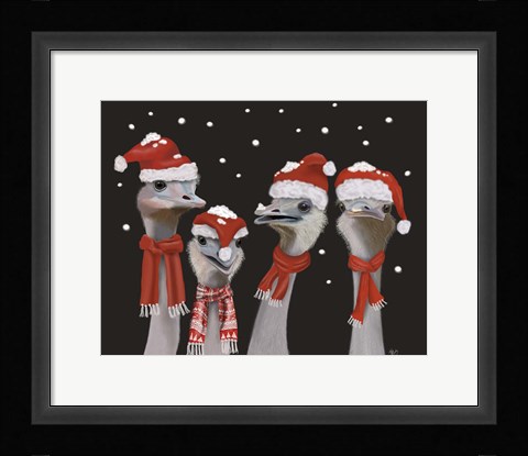 Framed Ostrich, Christmas Gals Print