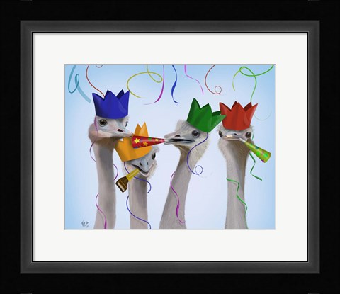 Framed Ostrich, Party Gals Print