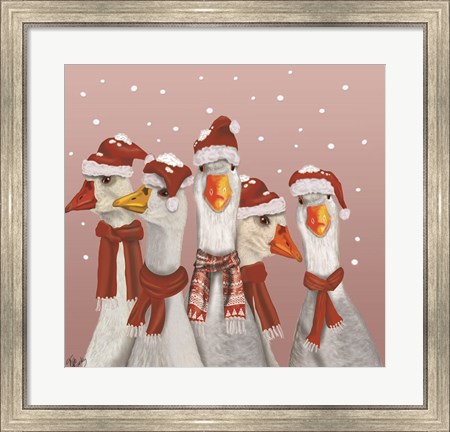 Framed Christmas Gaggle of Geese Print