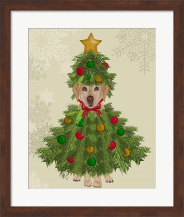 Framed Yellow Labrador, Christmas Tree Costume Print