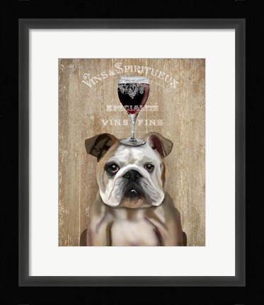 Framed Dog Au Vin, English Bulldog Print