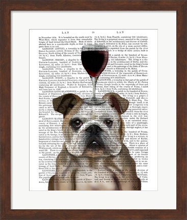 Framed Dog Au Vin, English Bulldog Print