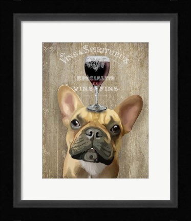 Framed Dog Au Vin, French Bulldog Print