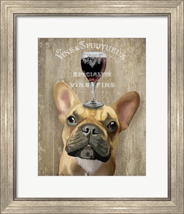 Framed Dog Au Vin, French Bulldog Print