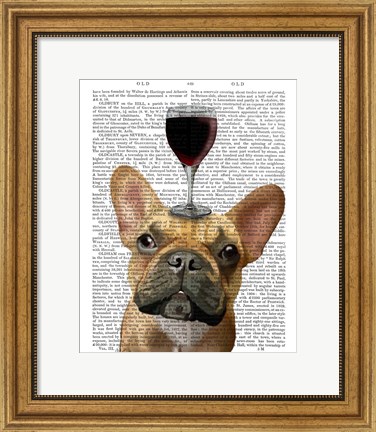 Framed Dog Au Vin, French Bulldog Print