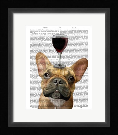 Framed Dog Au Vin, French Bulldog Print