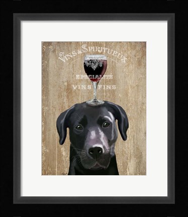 Framed Dog Au Vin, Black Labrador Print