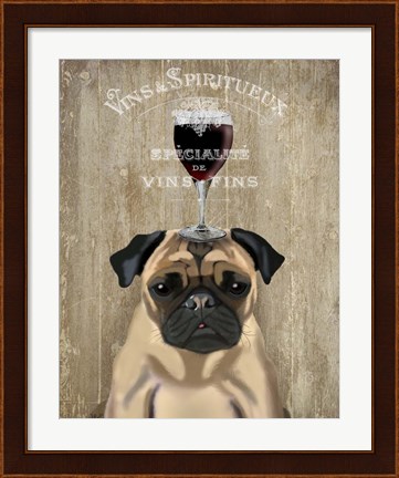 Framed Dog Au Vin, Pug Print